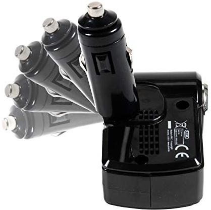 All Ride Steckdose mit 2-Fach USB Ports Adapter Buchsen Stecker für Zigarettenanzünder, LED-Anzeige für Ladestatus, 90° Gelenk, 12 24 V, max. 5A, Auto, LKW, Wohnmobil Zubehör