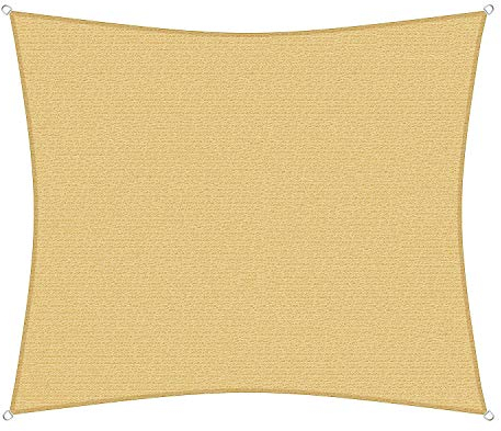 sunprotect 12019 Professional Sonnensegel, 6 x 5 m, Rechteck, Wind- & wasserdurchlässig, beige