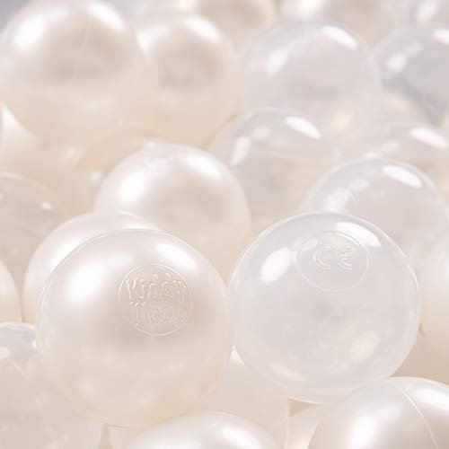 KiddyMoon 700 ∅ 7Cm Kinder Bälle Spielbälle Für Bällebad Baby Plastikbälle Made In EU, Perle/Transparent