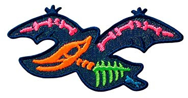 Bügelbild Applikation Aufnäher Patch Dino Dinosaurier Flugsaurier blau/bunt 6,5 cm x 3,5 cm