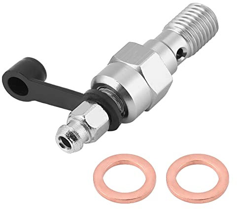 Motorrad Hohlschraube M10x1,25mm Motorradbremszylinder Bremssattel Entlüftungsschraube Nippel Hohlschraube Staubkappe Silber(Silber)