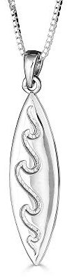 Sterling Silber Surfbrett Wellen Strand Gammler Anhänger Halskette (Verfügbare Kettenlänge 40cm - 45cm - 50cm - 55cm)