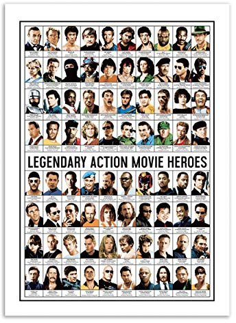 Wall Editions Art-Poster - Legendary Action Movie Heroes - Olivier Bourdereau