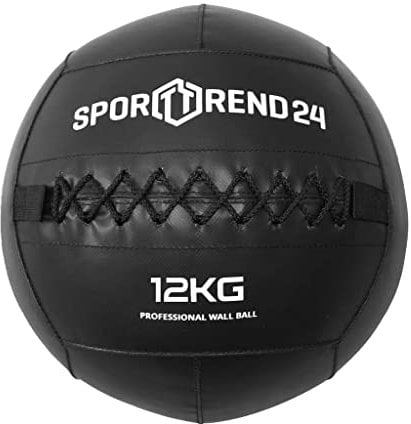 Sporttrend 24® Wall Ball 3kg, 4kg, 5kg, 6kg, 7kg, 8kg, 9kg, 10kg, 12kg in schwarz | Gewichtsball, Trainingsball, Gewicht, Ball, Bälle, Fitness (schwarz, 12kg)