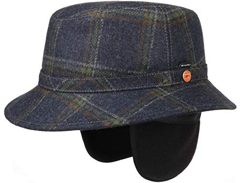 Mayser Stuart Bucket Hut Sympatex mit Ohrenklappen Made in EU Damen und Herren Herbst Winter dunkelblau 60 cm