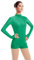 FYMNSI Damen Langarm Ballettanzug Ballettbody Sport Tanz Body Gymnastikanzug Trikot Bodysuit Einteiler Turnanzug Leotards Overall Stehkragen Einfarbig Elegant Bodies Ballett Langarmbody Grün M