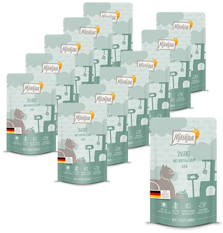 MjAMjAM - Premium Nassfutter für Katzen - Quetschie - Insekt mit vorzüglichem Kalb, 12er Pack (12 x 125 g), getreidefrei mit Insektenprotein