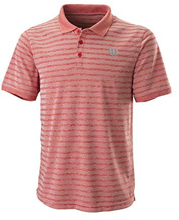 Wilson Herren Poloshirt, STRIPE POLO, Polyester, Rot (Wilson Red) / Weiß, Größe L, WRA789702LG