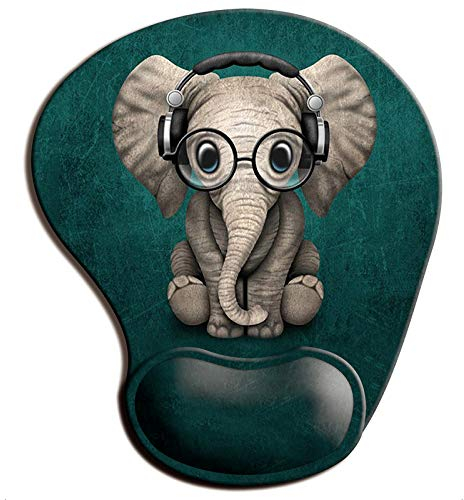 ITNRSIIET Ergonomisch Mauspad Gel Handgelenkauflage, Gaming Mousepad mit Handauflage,rutschfeste Bequeme PU-Basis und Lycra-Stoff, für Computer und Laptop, Elefant