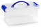 Tradineur - Caja de plástico con tapa de color azul y asa, de 29 x 18,5 x 13 cm,con capacidad para 4 litros. Baúl con tapa para organización del hogar. Arcón de plástico para distintos usos.
