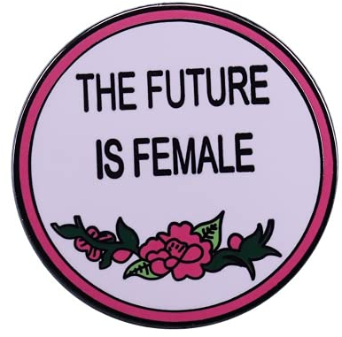 AOTEMAN Feministische Motivationsbrosche, schöne Blumen-Brosche, Kunst, Flair, Beige.