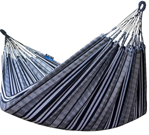 Potenza Pereira Doppelhängematte aus 100% Baumwolle für Garten, Balkon und Terrasse (Zebra, XXXL)