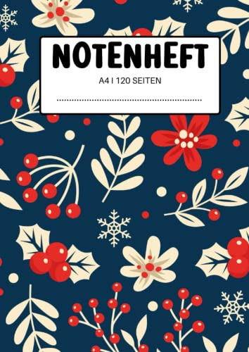 Notenheft A4: Notenbuch mit Schreiblinien für Musiknoten | Musikblock mit Hilfslinien | Lustiges Geschenk für Musiker, die Klavier oder Gitarre spielen