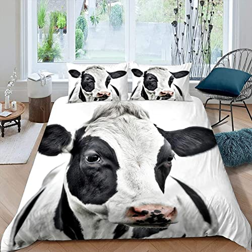 XIWEIER Bettwäsche 135x200 Friesische Kühe niedlich Bettbezug 135x200 mit ReißVerschluss 3D Druck Bettwäsche Set Sommer Weiche Mikrofaser Kinderbettwäsche Bettbezüge mit 2 Kissenbezug 80x80 cm
