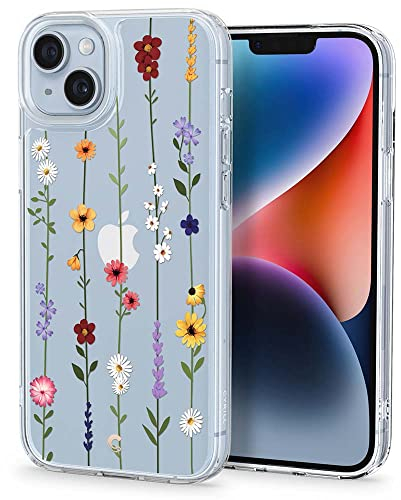 CYRILL von Spigen Cecile [kompatibel mit iPhone 14/13 Hülle], langlebig innere klar Blumen Muster Transparent PC TPU Case - Blumen Garten