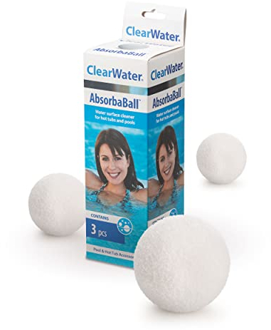 Clearwater Absorbaball, Absorbant Pool and Hot Tub Scum Balls, 3 Pack Floating Sponge Balls, Oil and Dirt Control