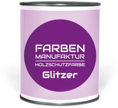 Farben Manufaktur Holzfarbe Glitzer Glitzerfarbe Wetterschutzfarbe Holzschutzfarbe Holzlack 0,1L, Farbe: schwarz mit holo silber Glitzer