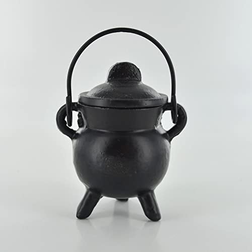 Prezents Black Cast Iron Cauldron Mini - Plain Wicca Pagan Celtic Decor, S, (40005)