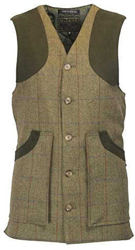 Walker and Hawkes Winston - Chaleco de Tweed para Hombre - Inspirado en la hípica y la Caza - Verde Bosque - XL