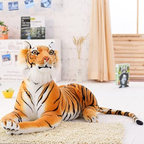PECLO 30-120cm Riesen Schwarz Leopard Panther Plüschtier Kuscheltier Kissen Tierpuppe Gelb Weiß Tiger Spielzeug Für Kinder 120cm 3