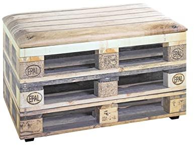 HAKU Möbel Sitztruhe Motiv, Kunstleder, MDF - Maße: B 65 cm x H 42 cm x T 40 cm, Style: Industrial