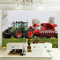 Papier Peint Photo L 200 x 140cm (L x H)4 lés Papier Peint Mural Intissé Trompe l'oeil Tapisserie Murales Stickers Muraux Décor Mural Panoramique 3D Salon Chambre Enfants Bureau Décoration Tracteurs