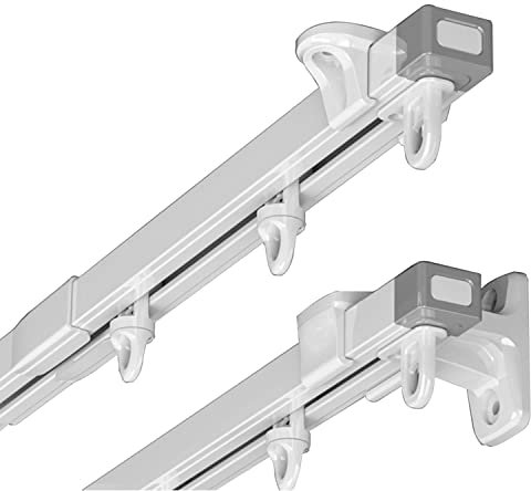 CUPLES Set di Binari per Tende in Alluminio, Binario Tenda Soffitto Scorrevole, Binario Telescopico Estensibile Regolabile, per Finestre Piatte, Supporto da Parete/soffitto, per Finestra 85–330 cm