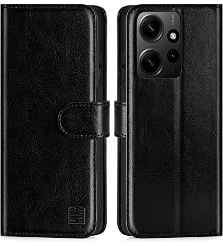 32nd Book Wallet PU Leather Case Cover for Xiaomi Redmi Note 12 4G, Flip Case With RFID Blocking Card Slots, Magnetic Closure and Built In Stand - Black