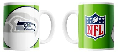 Seattle Seahawks NFL Tasse Becher Kaffeetasse Mug ** Shadow Logo and Shield ** 330 ml