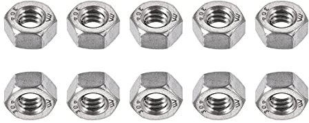 DTGN 1/4-20(UNC) Sechskant Muttern - 10Pack - Gut für Haus Garage Reparatur - 304 Edelstahl Sechseckig Muttern - Silber Ton