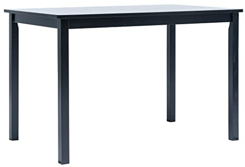 FIRBNUS Table de Salle à Manger Noir 114x71x75 cm Bois d'hévéa Massif Table Rectangulaire Dessus de Table Robuste Table de Salon Meuble de Cuisine Bar Petits Appartements avec Lignes Elégantes