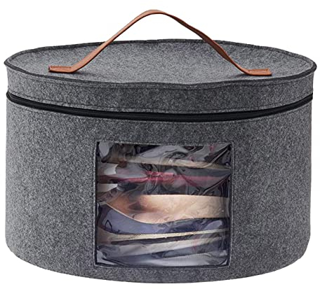 Lecerrot Hut Aufbewahrungsbox, Runde Hut Aufbewahrungsbox mit Deckel, Hutboxen zur Aufbewahrung Faltbare Runde, Hutschachtel Reise Hutbox für Männer und Frauen, Staubdicht & Geringes Gewicht