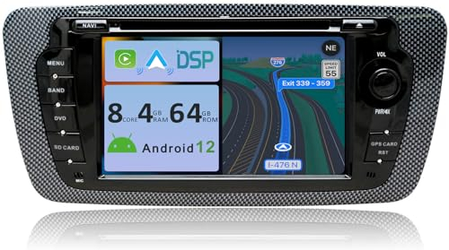 YUNTX [4GB+64GB] Android 14 Autoradio für Seat Ibiza 6J/6JN(2008-2013)-[Integriertes CarPlay/Android Auto/DSP/GPS]-7”IPS-CAM+MIC-DAB/Lenkradsteuerung/Mirror Link/Bluetooth 5.0/360 Kamera/WiFi/USB/4G