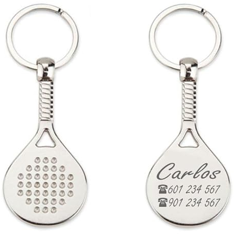 ibera gifts - Llavero Padel Personalizado en Forma de Raqueta, Acero Inoxidable, Llaveros Padel y Llaveros de Padel, Presentado en Bolsa de Regalo