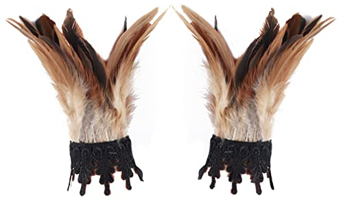 goodluxx Feder Handgelenk Manschetten Feder Armbänder Feder Armbänder Handgelenk Ärmel Armwärmer Feder Material für Party Cosplay Feder Handgelenk Manschetten Braun