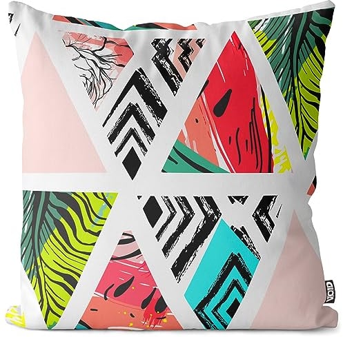 VOID Wassermelone Muster Zickzack Kissenbezug Kissenhülle Polyester wasserfest Outdoor Garten Kissen Deko, Kissen Größe:50 x 50 cm