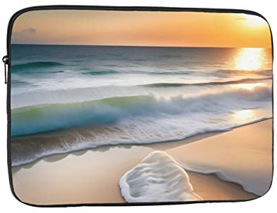 Sunset Over The Waves tragbare Laptop-Innentasche – aus hochdichtem Oxford-Tuch, Bürobedarf für Männer und Frauen, 33 cm