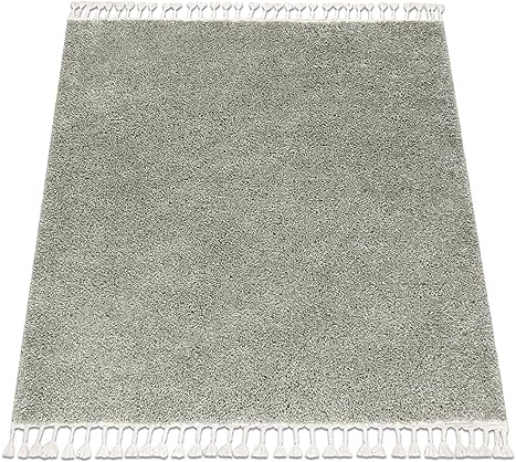 rugsx Teppich Berber 9000 grün, Quadrat 120x120 cm, Shaggy, Franse, marokkanischer Stil, für Zimmer, Wohnzimmer, Schlafzimmer