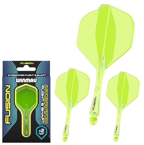 WINMAU Darts Fusion Integrated Flight & Shaft System - No.2 Shape & Design - Gelb Farbe, Kurze Länge