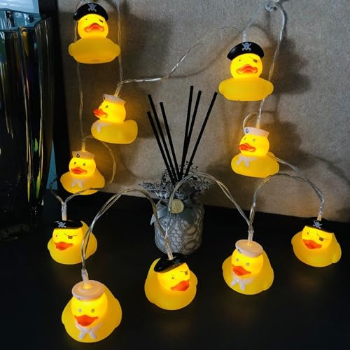 Riaxuebiy 3 m 20 LED Ente Lichterketten Ente Nachtlicht Batteriebetriebenes Ente Deko Lampe für Kindergeburtstag Kinderzimmer Party Camping (Pirat Marine Ente)
