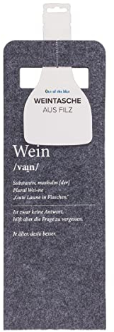 Marabella Wein Flaschentüten aus grauem Filz mit Spruch Geschenktüte mit Tragegriff, Geschenktüten:Wein Lexikon