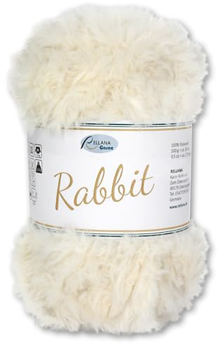 Frida's Wollhaus Rellana 100 g Rabbit Flauschwolle Effektwolle Plüschwolle Flauschig 8 Farben (16 | Eierschale)