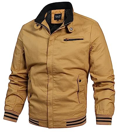 Herren Jacke Leichte Freizeit Übergangsjacke Langarm, Thermojacke Polarfleece Blouson Herren Sommer Elegant Kurzer Damen Übergangsjacke Jeansjacke Herren Sommer (1-Khaki, XXL)