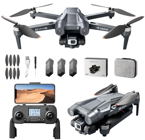 GPS Drohne mit 4K Kamera für Erwachsene, 5G WIFI FPV RC Faltbar Quadcopter, GPS Intelligente Rückkehr, 3 Batterien mit 60 Minuten Flugzeit, 150° ESC-Kamera, Bürstenlosen Motor