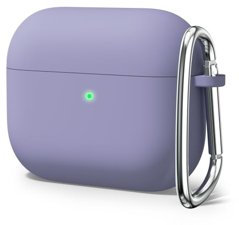 Oakxco für Airpods 3 Hülle Silikon Bunt Matt Glatt Dünn Weich Gummi Airpods 3 Generation Case, Mädchen Einfarbig Hart Plastik Slim TPU Aesthetic Silikonhülle mit Karabiner, Lavendr Grau