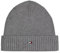 Tommy Hilfiger Herren Strickmütze Flag Cotton Beanie mit Kaschmir, Mehrfarbig (Mid Grey Heather), Einheitsgröße