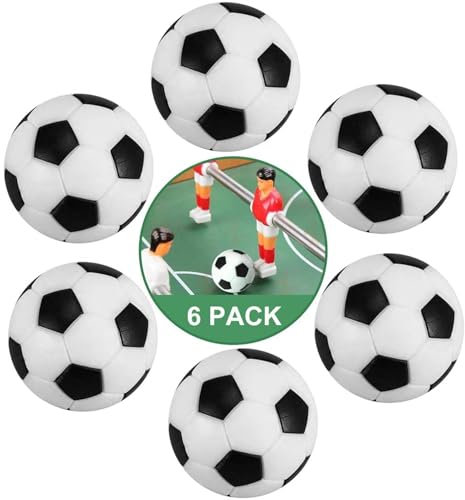 Pack of 6 Mini Fußball Small Mini Table Football Ideal for Children and Adults Table Football Game 32 mm(Black and White)