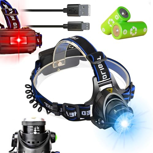 Extralink Stirnlampe LED Wiederaufladbar 10W, 300 Lumen, integrierter Akku 1500mAh, drei Betriebsarten, Einstellbarer Lampenkopf, Kopflampe, ABS und Aluminium, Stirnlampe Rotlicht, Micro USB Aufladung