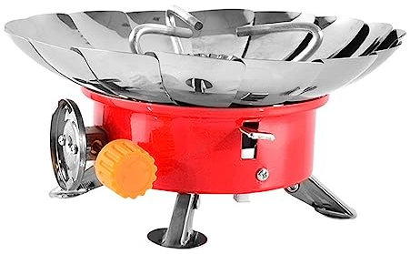 Rtauhife Windfester Camping-Gaskocher mit Piezo-Zündung und Verstellbarem Ventil, Tragbarer Camping-Gaskocher