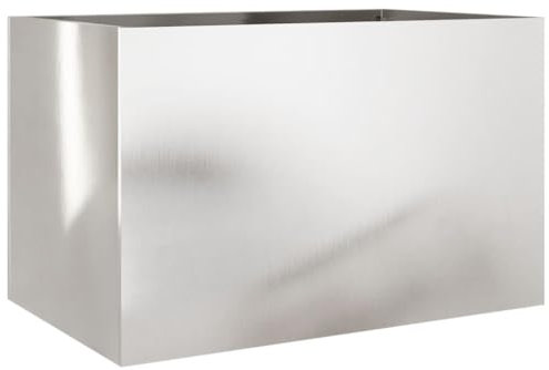 Blumentopf aus Metall, Outdoor Balkon Blumenkübel Pflanzkübel Blumenkasten Moderner Hochbeet Pflanzkasten für Haus und Garten, Silbern 62x40x39 cm Edelstahl